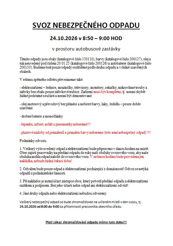 nebezpečný odpad 24.10.2026