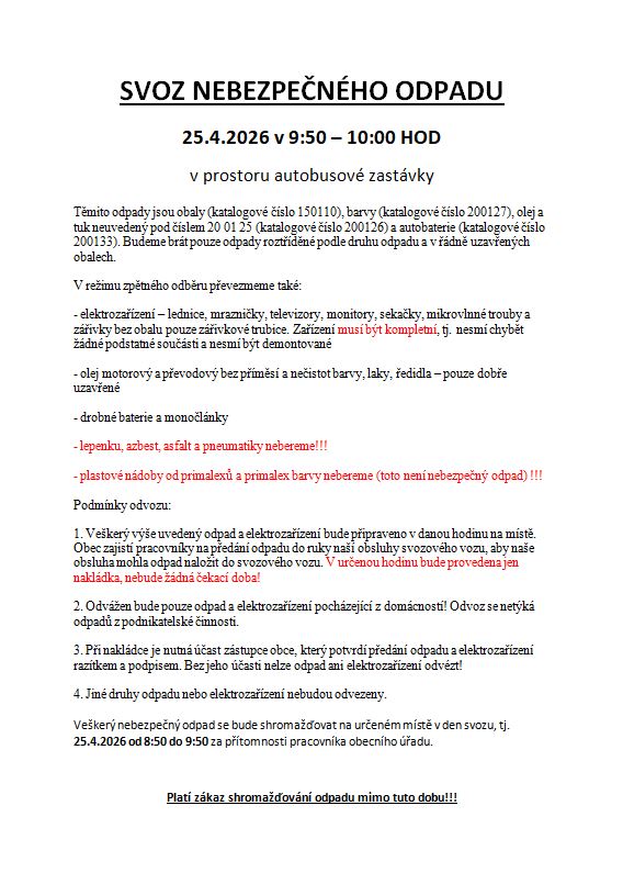 nebezpečný odpad 25.4.2026